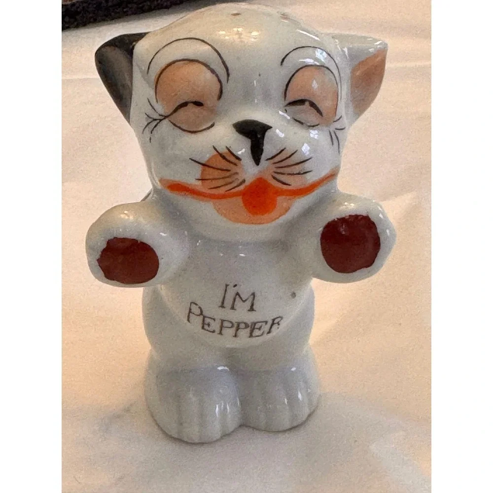 Vintage 1950s Anthropomorphic Cat Salt Pepper Shakers Made in Japan Kitsch‎